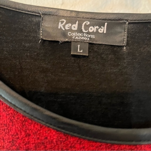 RED Coral Red and Black Tunic Size Large - Picture 5 of 5